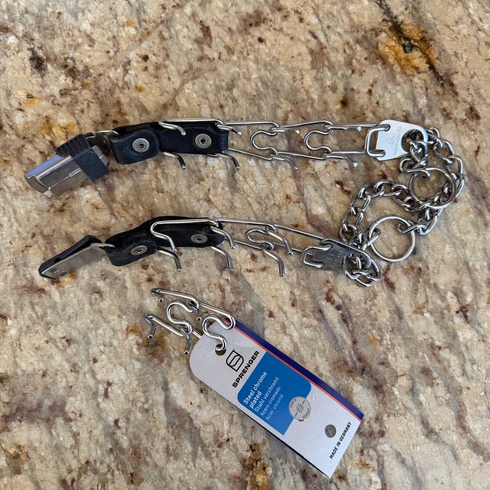 Herm Sprenger Steel Leather Dog Collar Prong Training Large